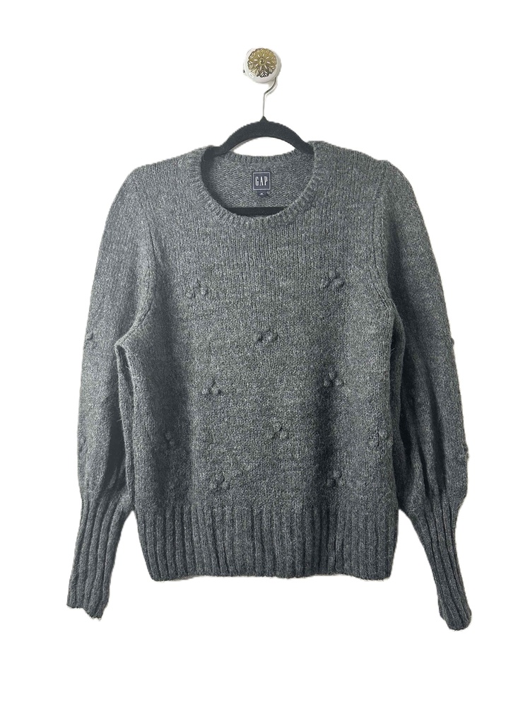 GAP Sweater Women Size Medium Charcoal Grey Pullover Funky Crew Neck Long Sleeve - Picture 2 of 10